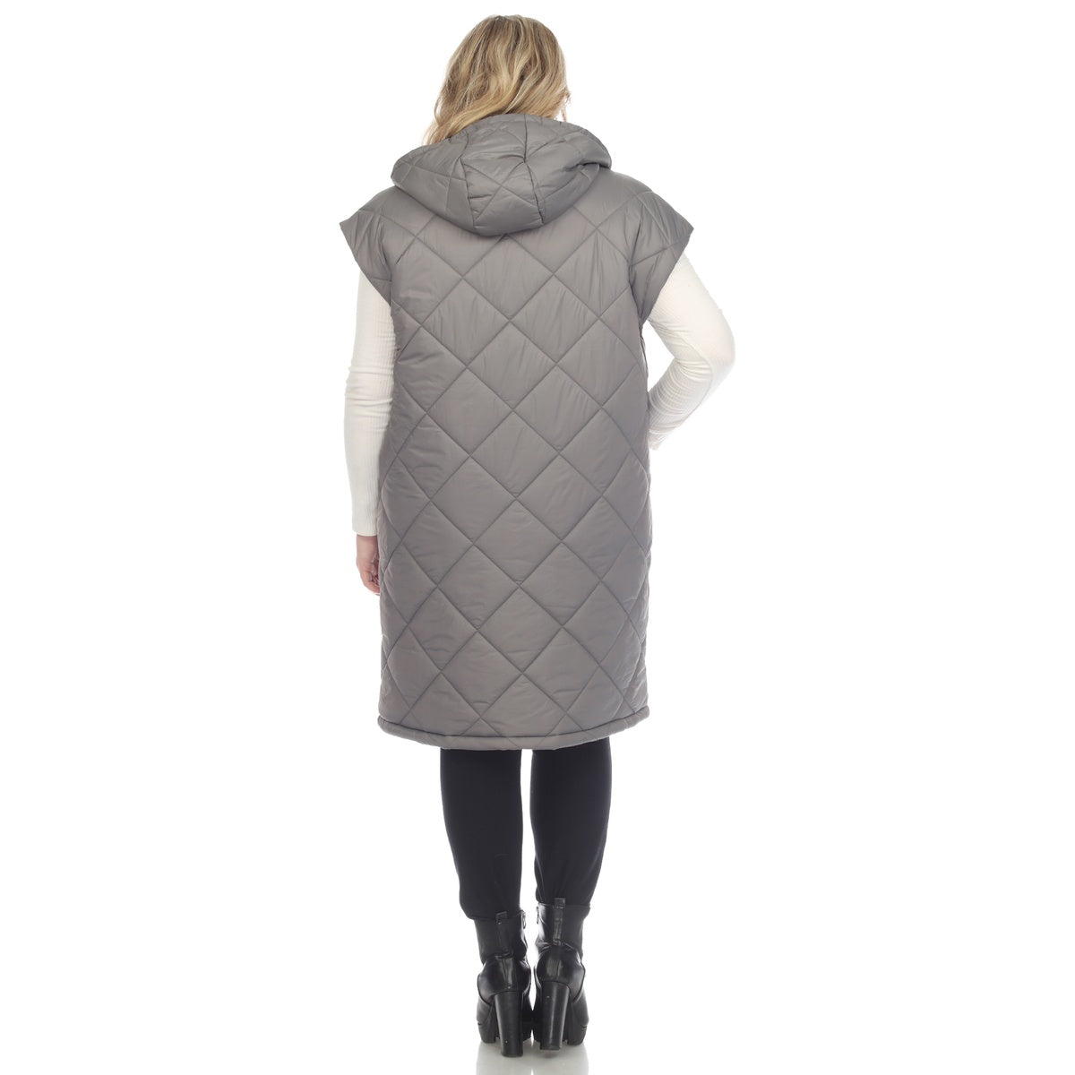  White Mark Plus Size Diamond Quilted Hooded Puffer Vest - 1X - Bonton