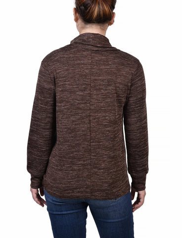Long Sleeve Overlapping Cowl Neck Top