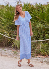 Seaside Flutter Sleeve Maxi Dress