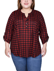 Plus Size 3/4 Roll Sleeve Top