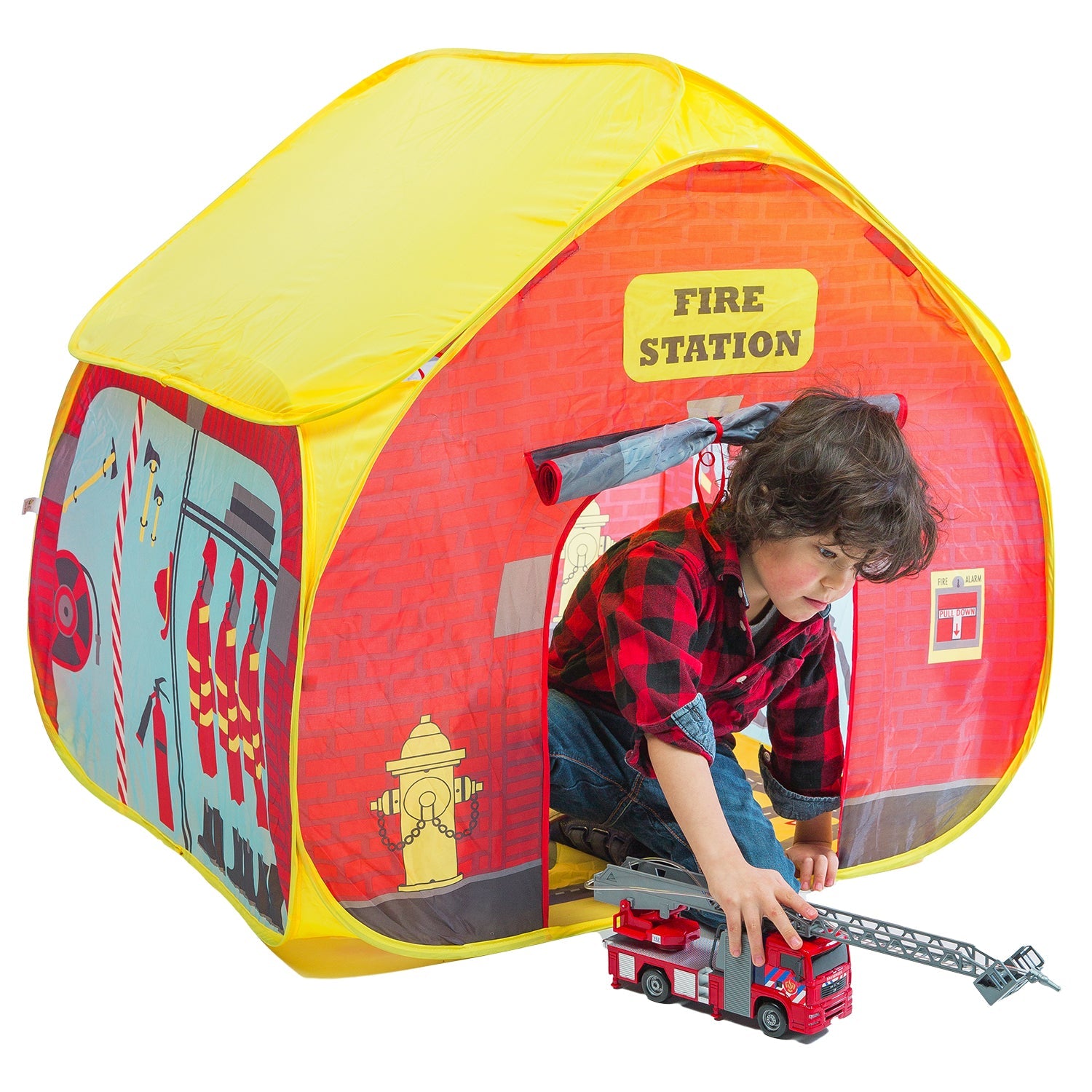  Fun2Give Fun2Give Pop-it-Up Firestation Tent with Streetmap Playmat - Multi - Bonton