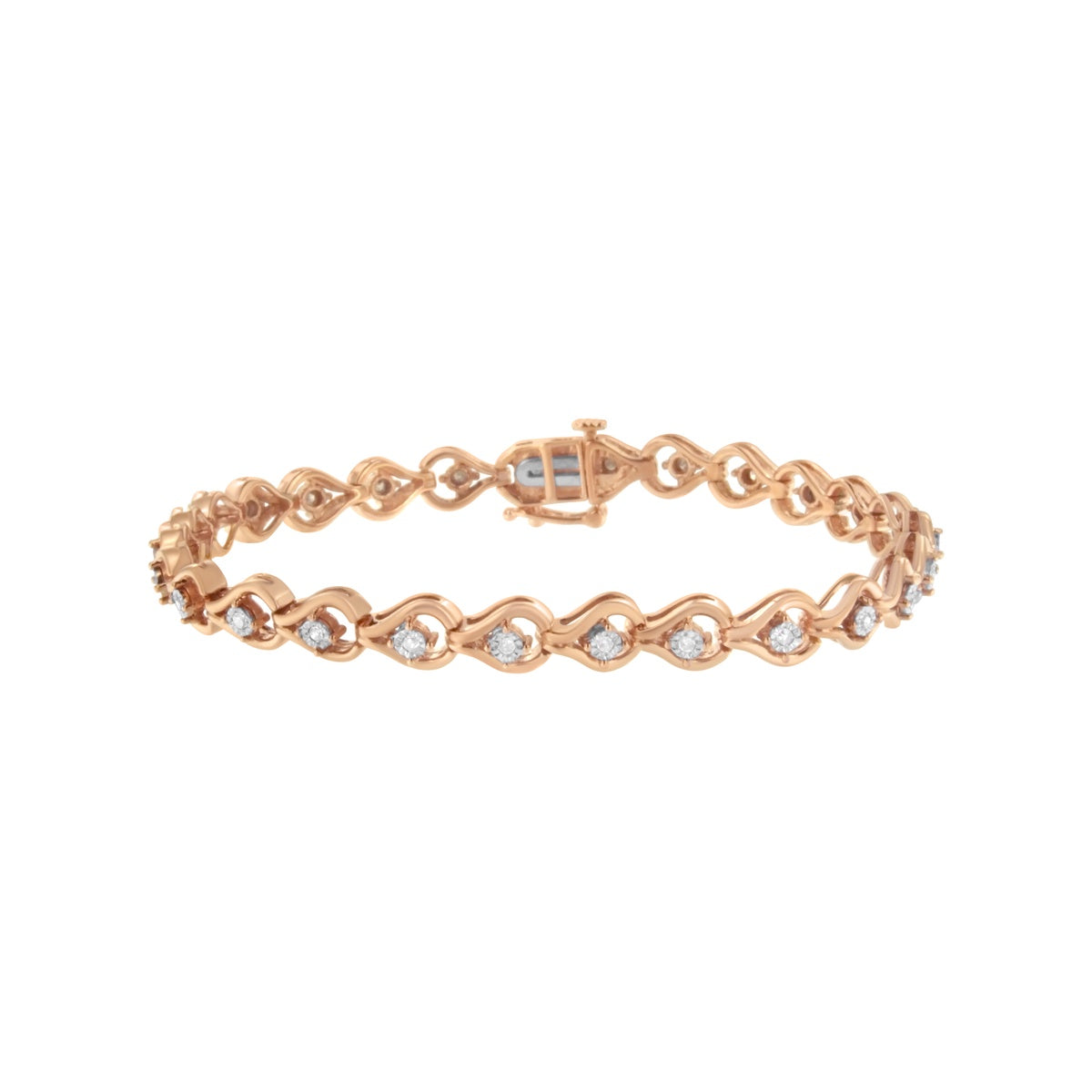  Haus of Brilliance Rose Gold Over .925 Sterling Silver 1/4 Cttw Diamond Miracle-Set Teardrop Shaped 7” Link Bracelet (I-J Color, I3 Clarity) - Rose - Bonton