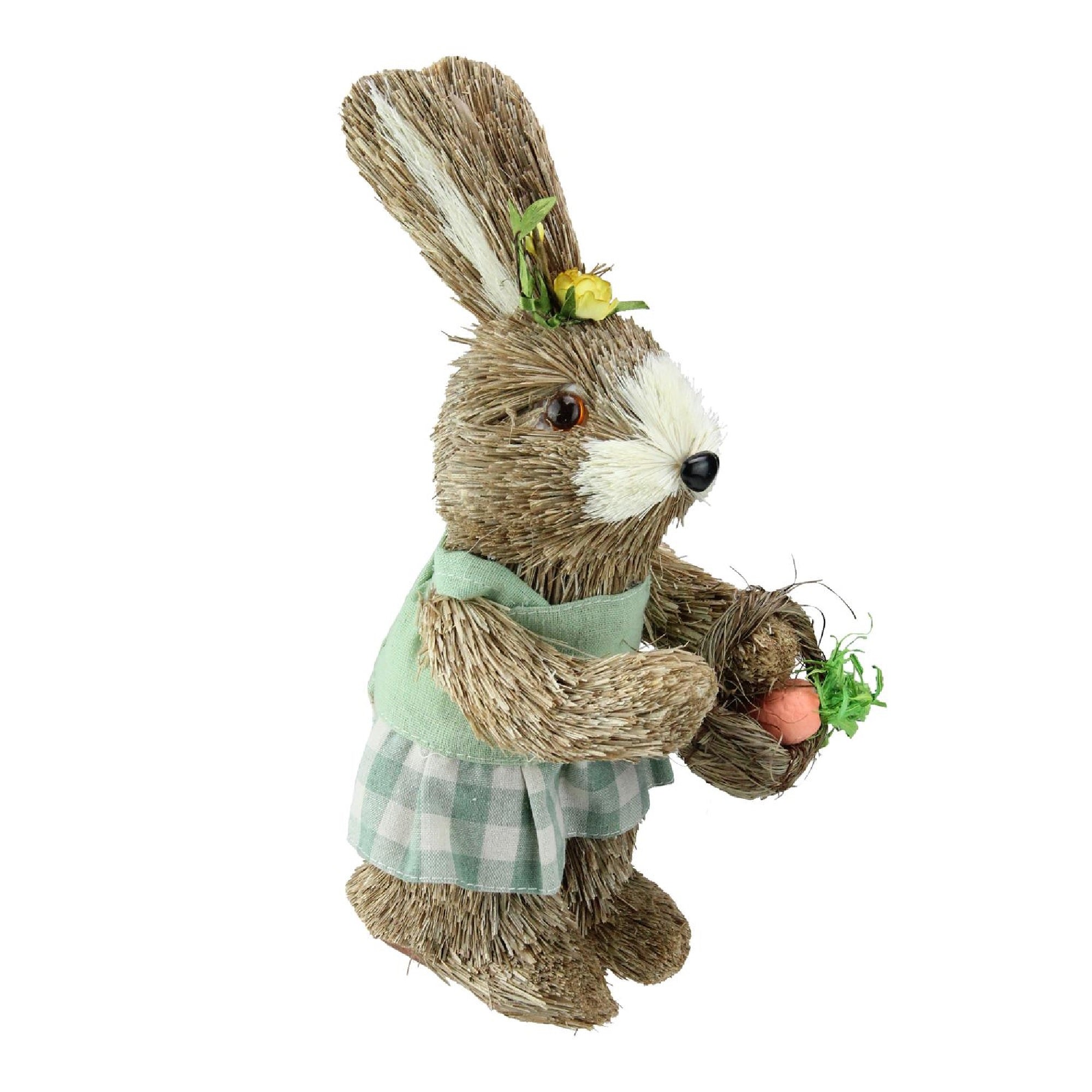  Sisal Easter Bunny Spring Figure with Carrot Basket, 10.5