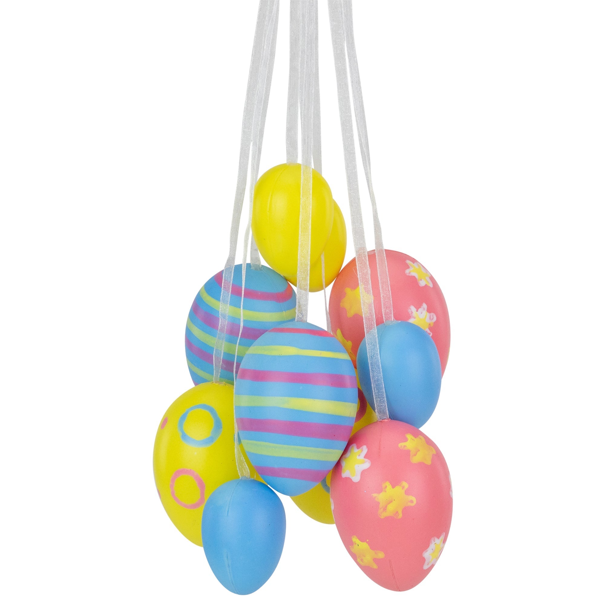  NorthLight Floral Striped Spring Easter Egg Cluster, 11.75