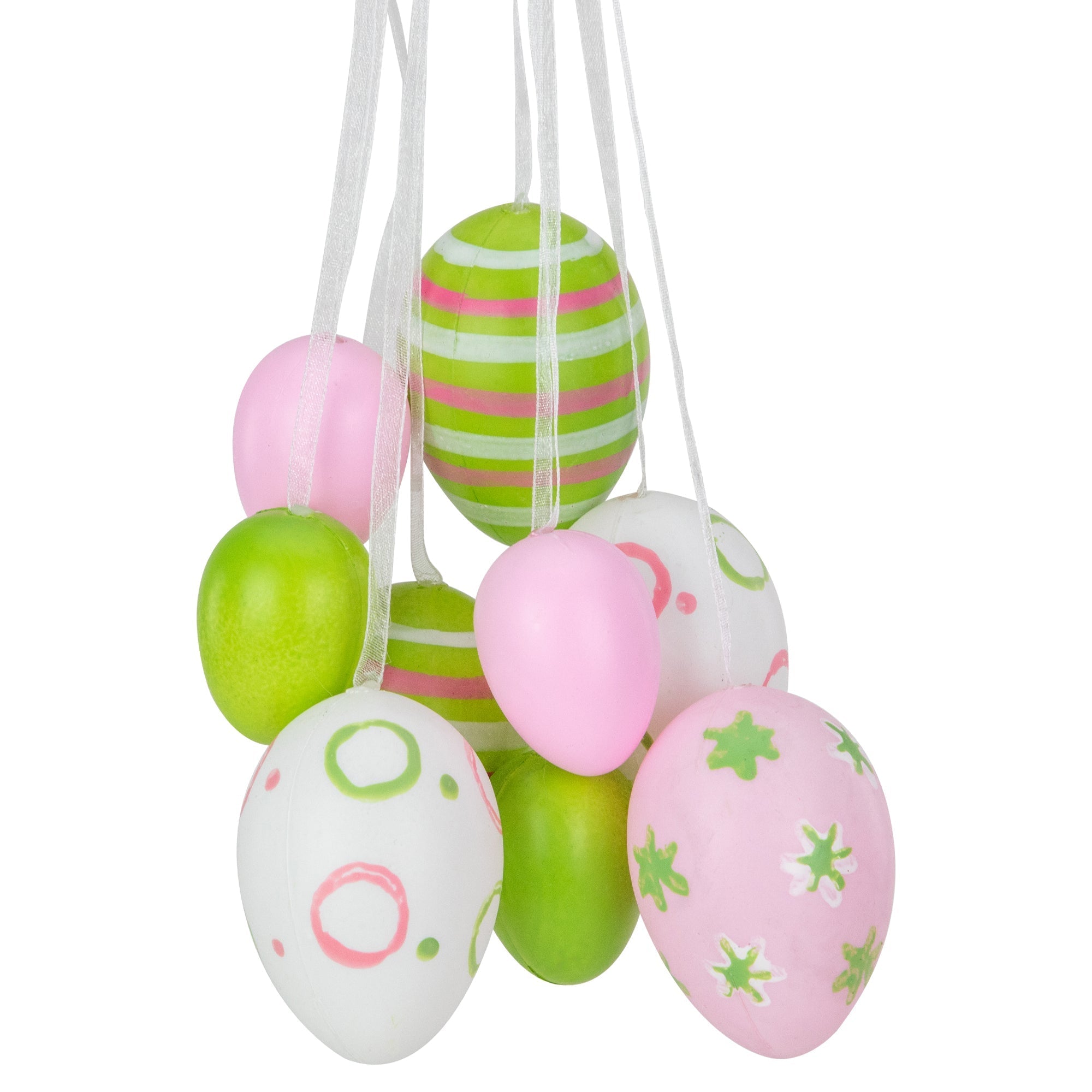  NorthLight Floral Striped Spring Easter Egg Cluster, 17