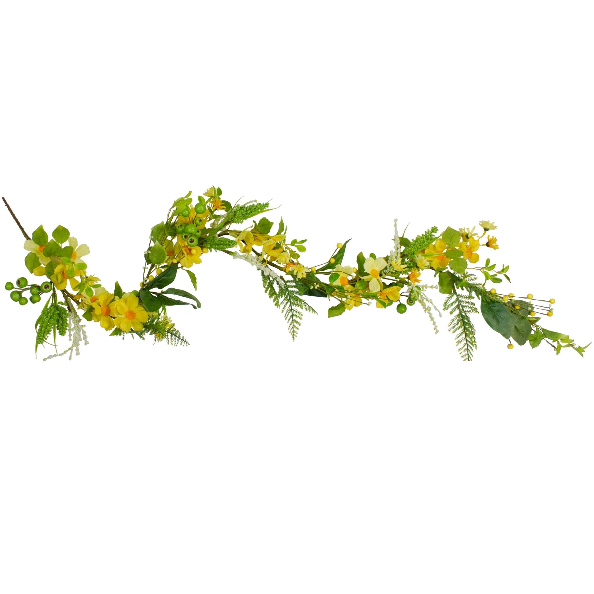  Daisy & Berry Floral Garland, 5 Ft - Yellow - Bonton