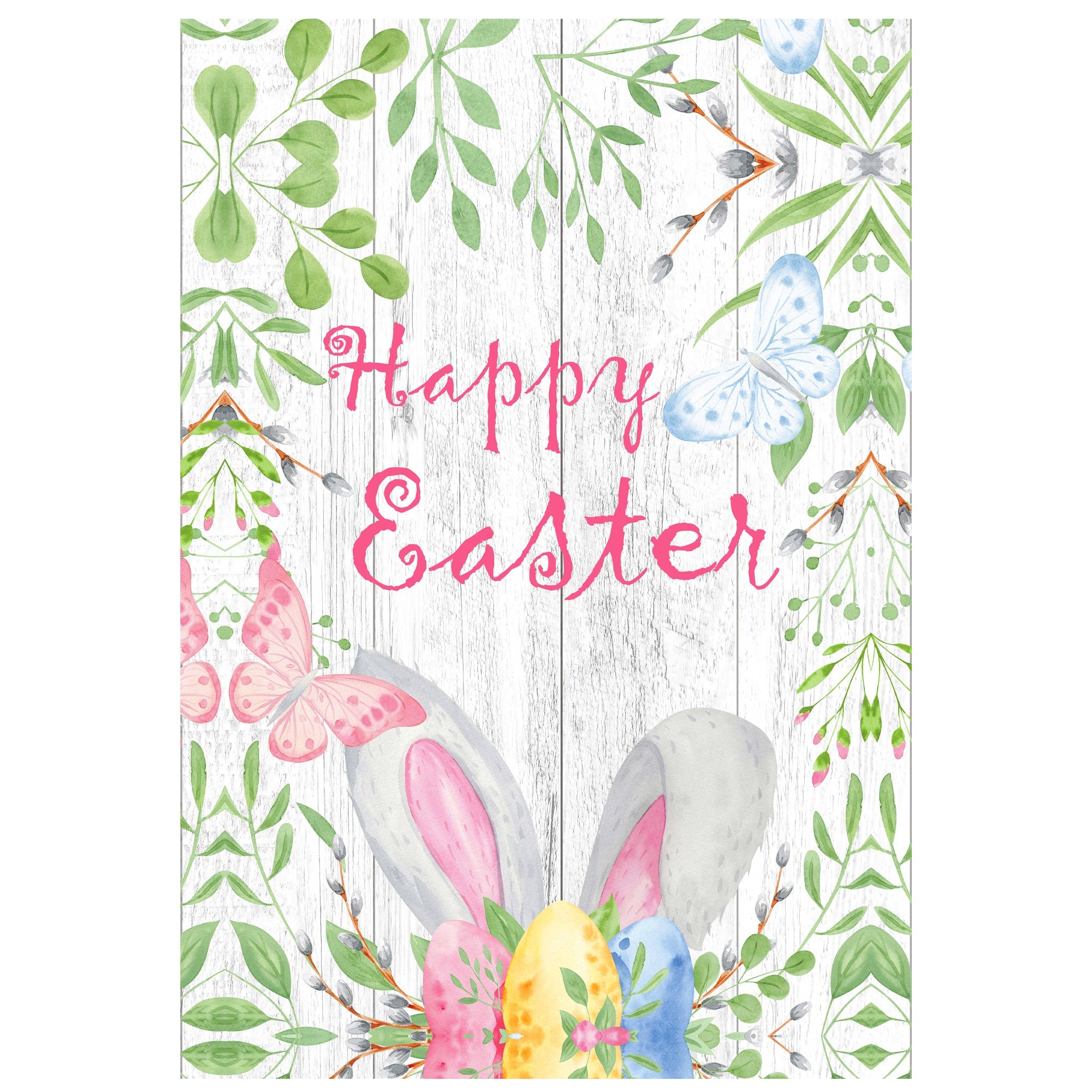  Happy Easter Bunny Ears Outdoor House Flag - Pink - Bonton