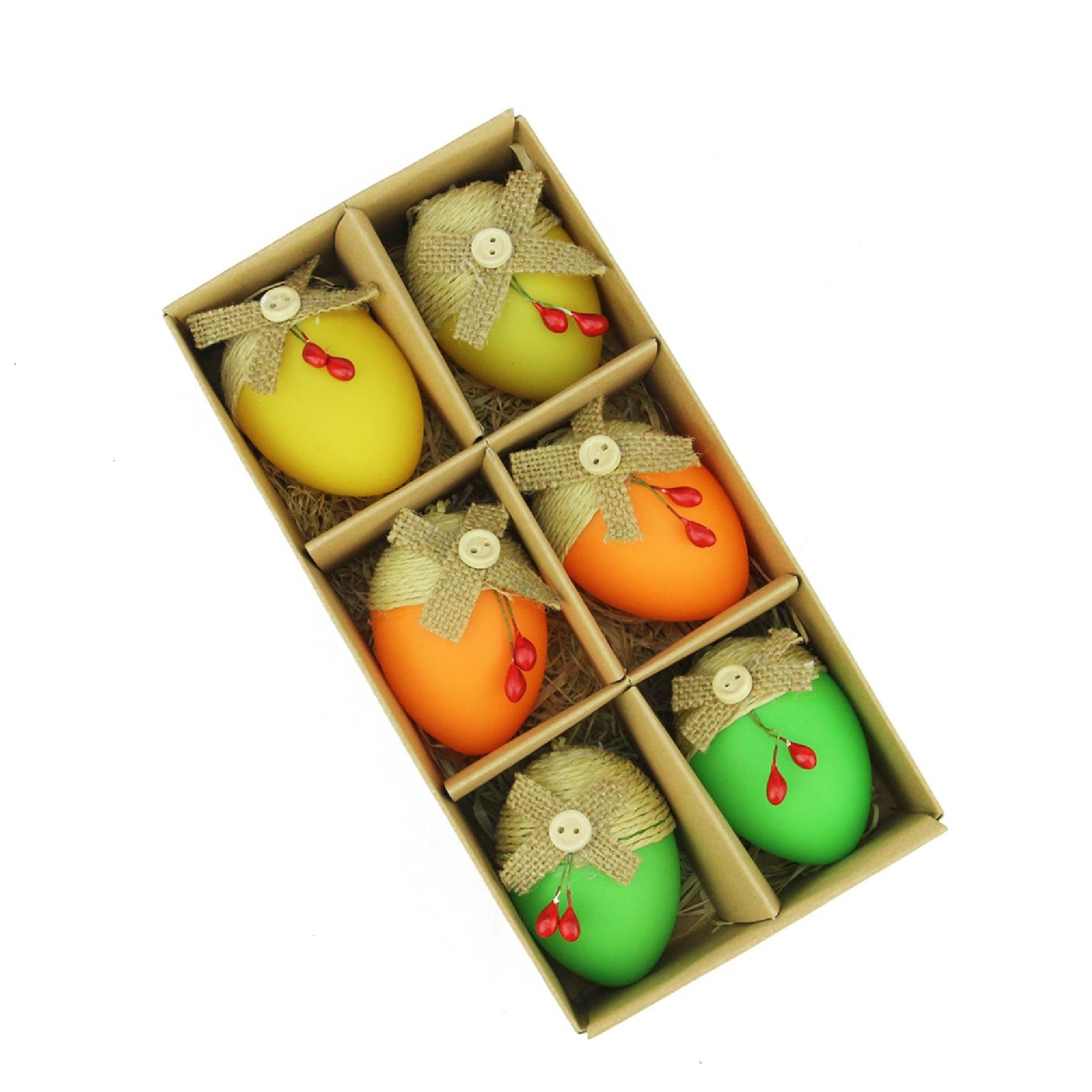  NorthLight Green & Yellow Burlap Easter Egg Ornaments Set of 6 - Green - Bonton