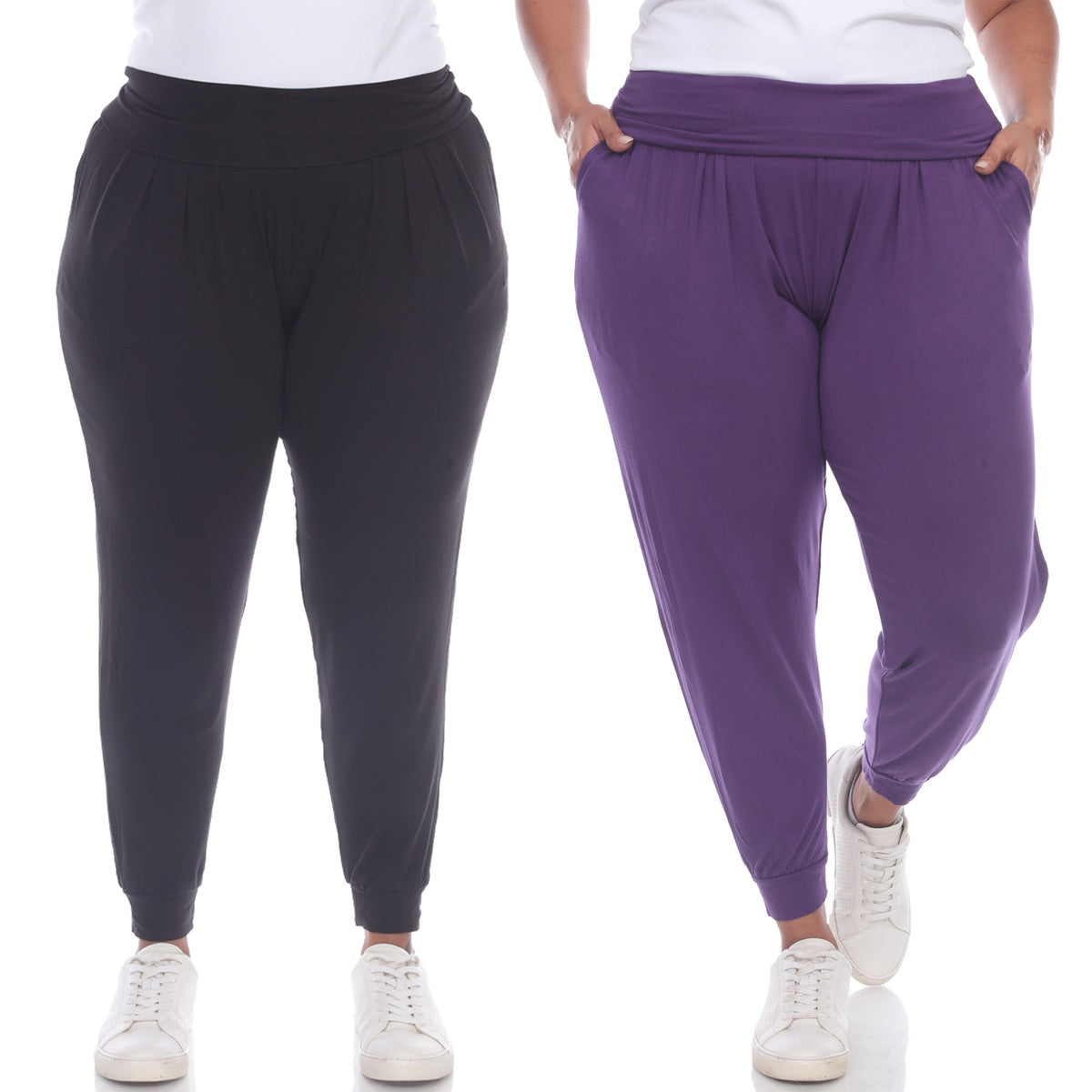  White Mark Plus Size 2 Pack Harem Pants - 1x - Bonton