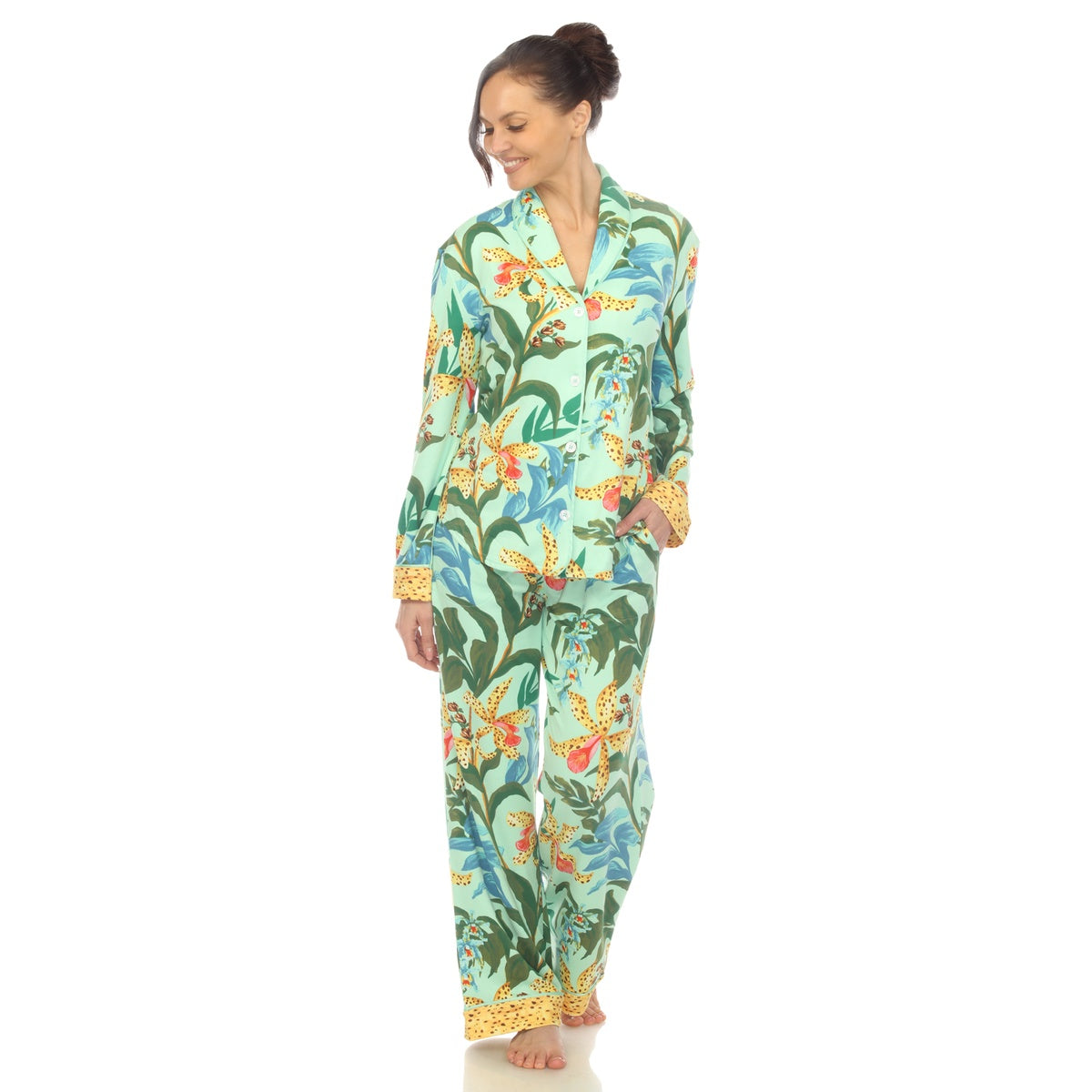  White Mark Women's Two Piece Wildflower Print Pajama Set - XL - Bonton