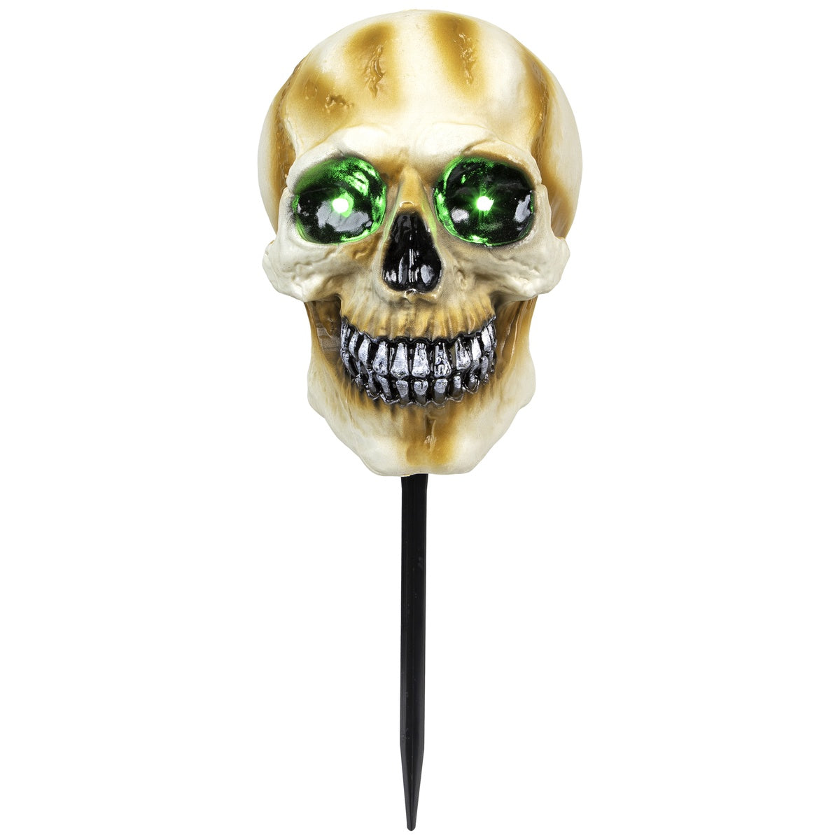  Northlight Set of 3 Lighted Skeleton Head Halloween Pathway Markers With Sound - Battery Operated - Default Title - Bonton
