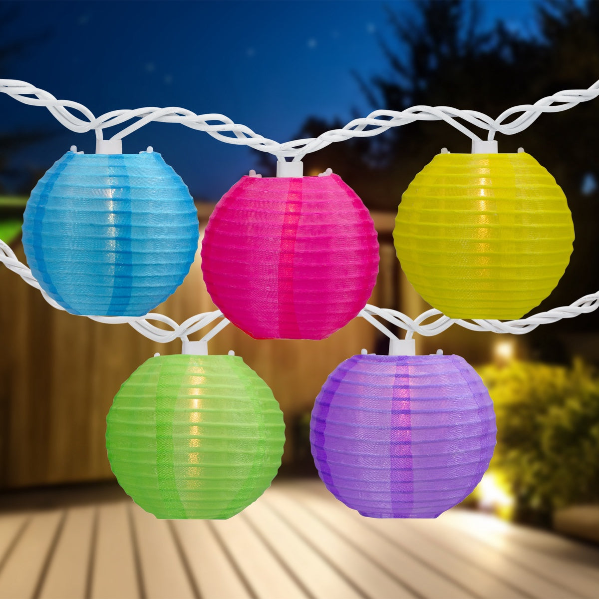  Northlight Paper Lantern Summer Patio Light Set - Multi-Color - 8.5' White Wire - 10ct - Default Title - Bonton