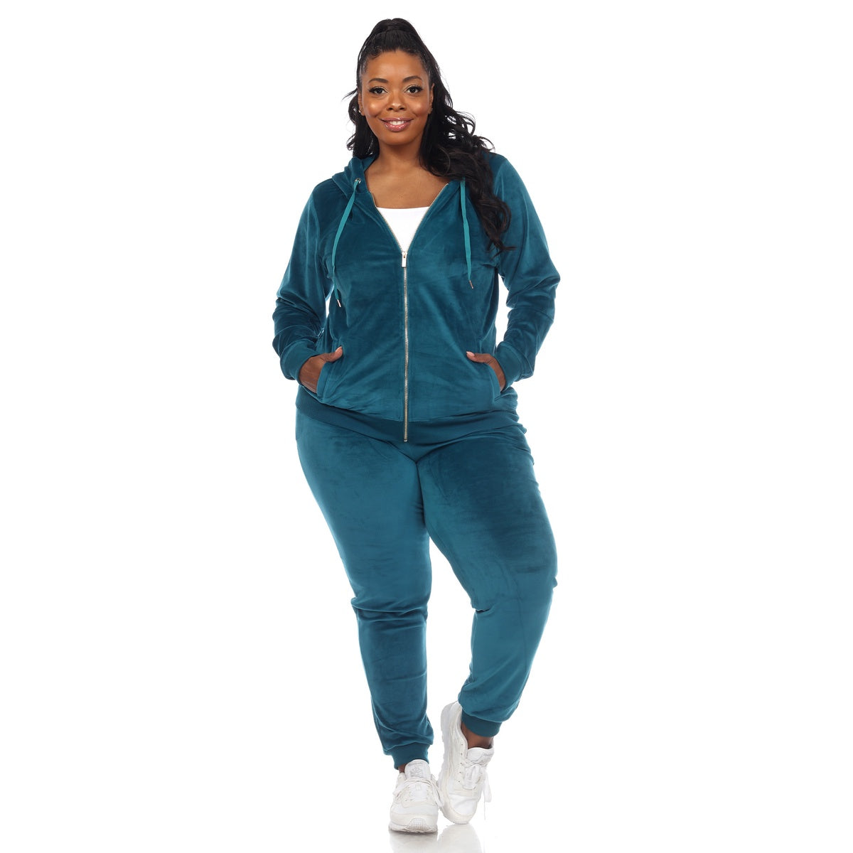  White Mark Plus Size 2 Piece Velour Tracksuit Set - 3X - Bonton