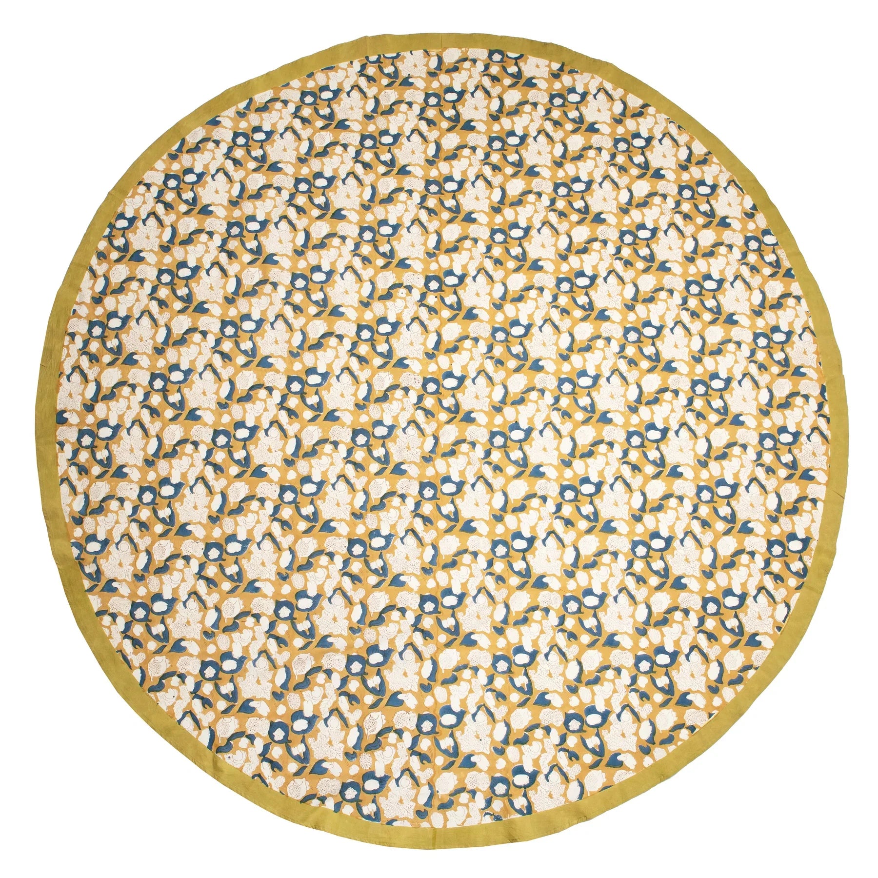  Couleur Nature Forest Harvest Mustard & Blue Tablecloth - Mustard/Blue - Bonton