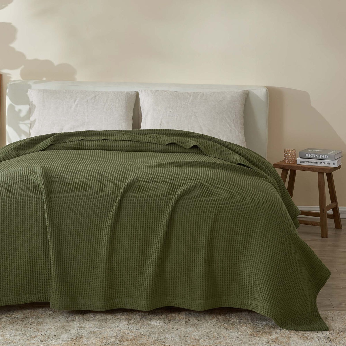  Patina Vie Maison Patina Vie Maison 100% Cotton All-Season Waffle Weave Knit Throw Blanket - Full / Queen - Bonton