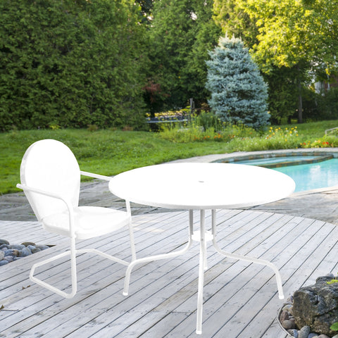 39.25" Outdoor Round Retro Metal Tulip Dining Table  White