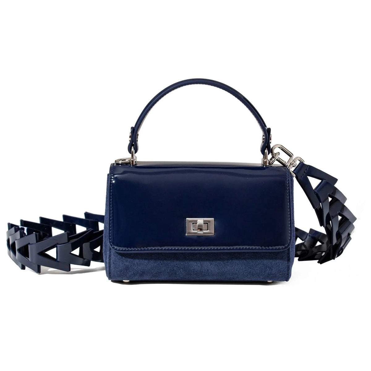  Jurgi Lili Bag - Navy Patent & Suede - Navy - Bonton