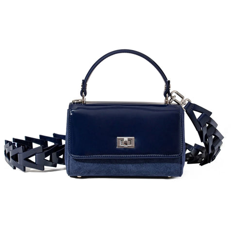 Lili Bag - Navy Patent & Suede