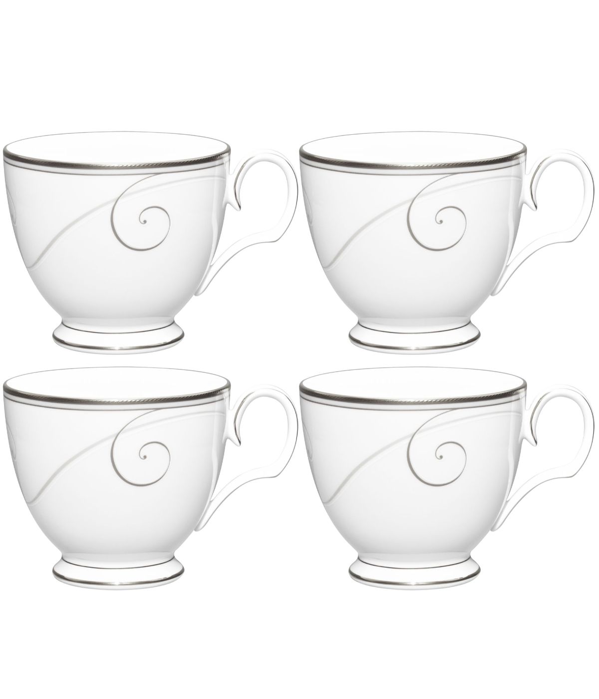  Noritake Platinum Wave Set of 4 Cups - White - Bonton