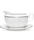  Noritake Platinum Wave Gravy with Tray - White - Bonton