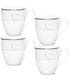  Noritake Platinum Wave Set of 4 Mugs - White - Bonton