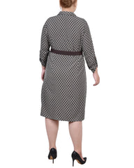 Plus Size 3/4 Roll Tab Sleeve Shirtdress