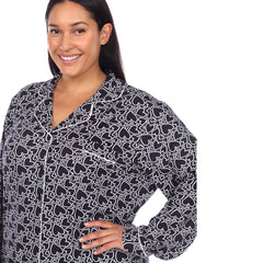 Plus Size Long Sleeve Heart Print Pajama Set