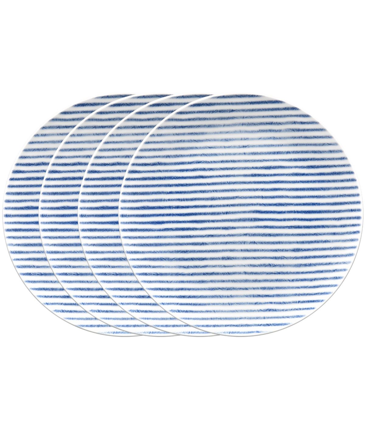  Noritake Hammock Set of 4 Coupe Salad Plates - Stripes - Blue - Bonton