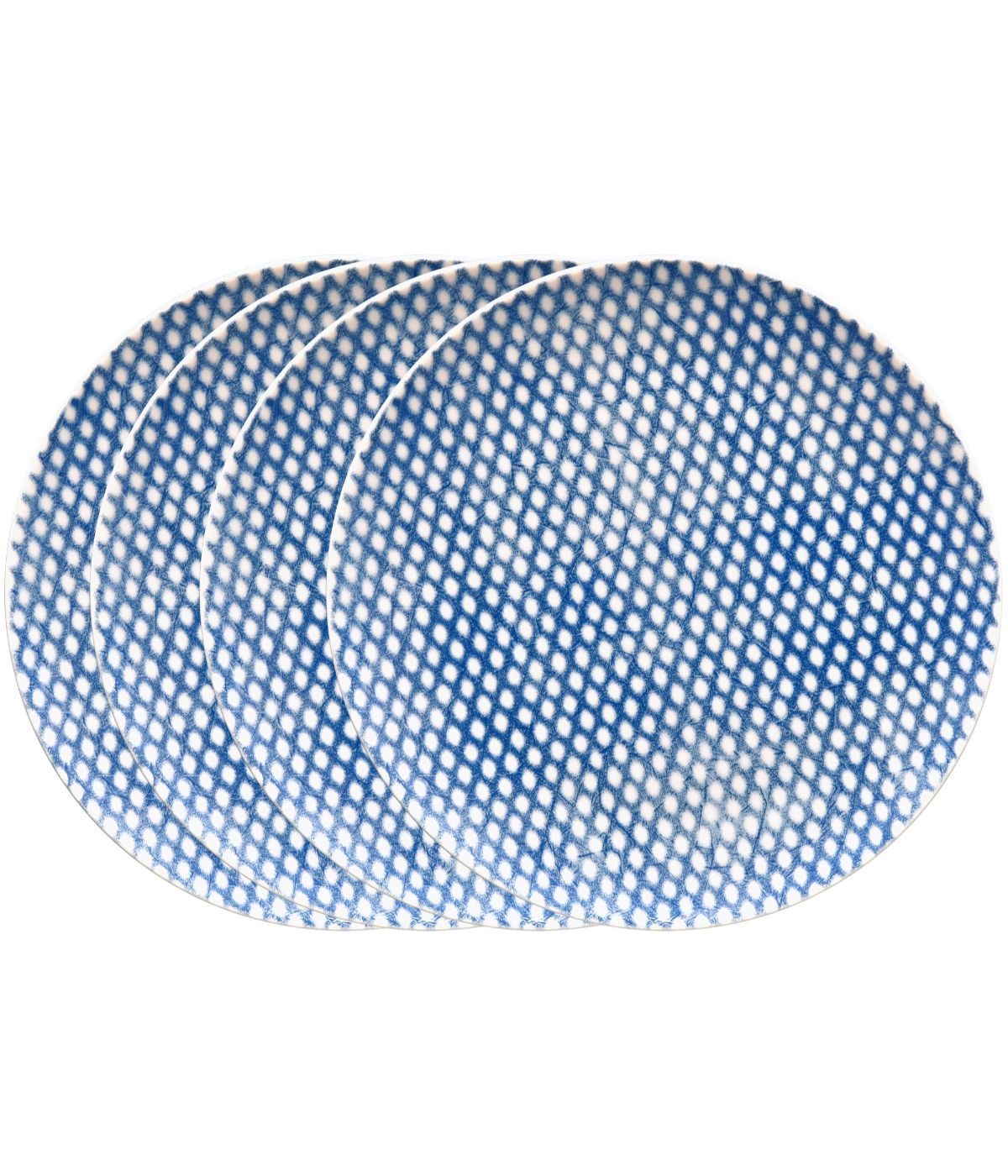  Noritake Hammock Set of 4 Coupe Salad Plates - Dots - Blue - Bonton