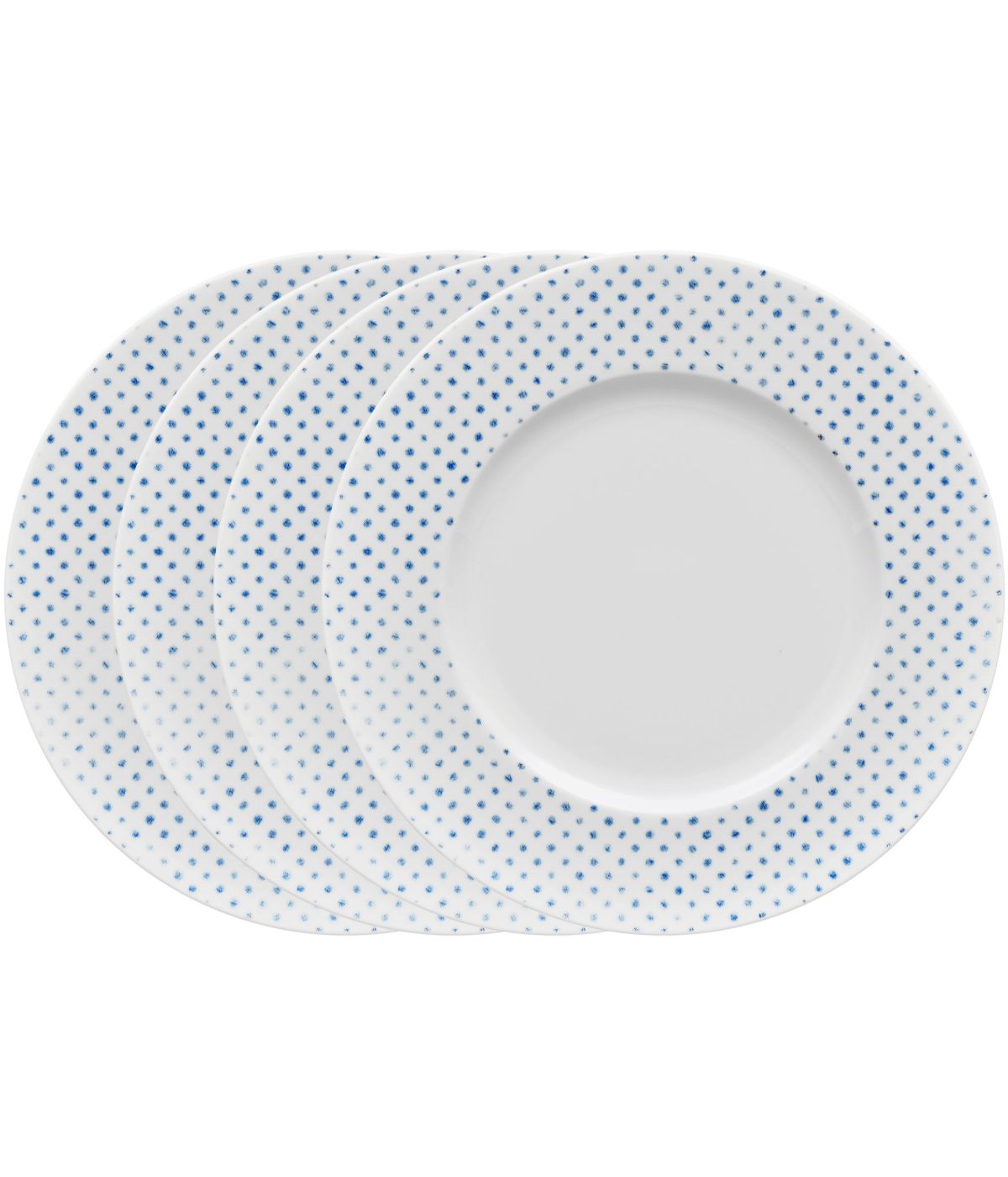  Noritake Hammock Set of 4 Rim Salad Plates - Dots - Blue - Bonton