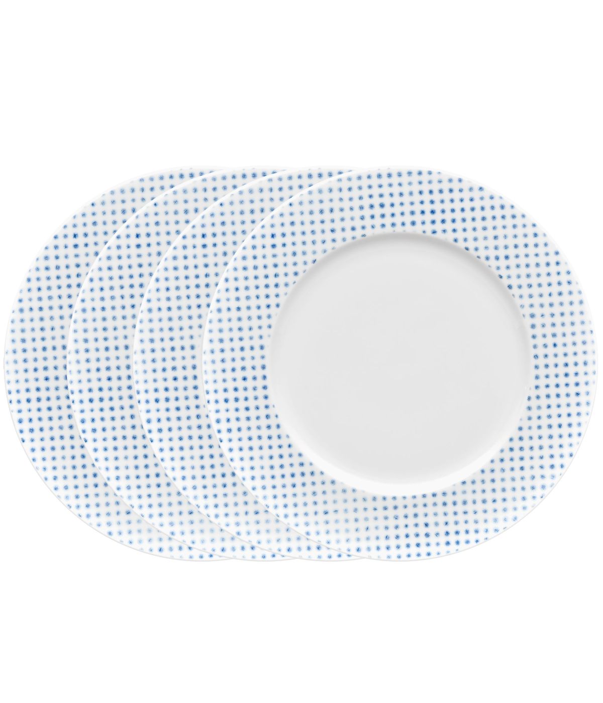  Noritake Hammock Set of 4 Rim Dinner Plates - Dots - Blue - Bonton