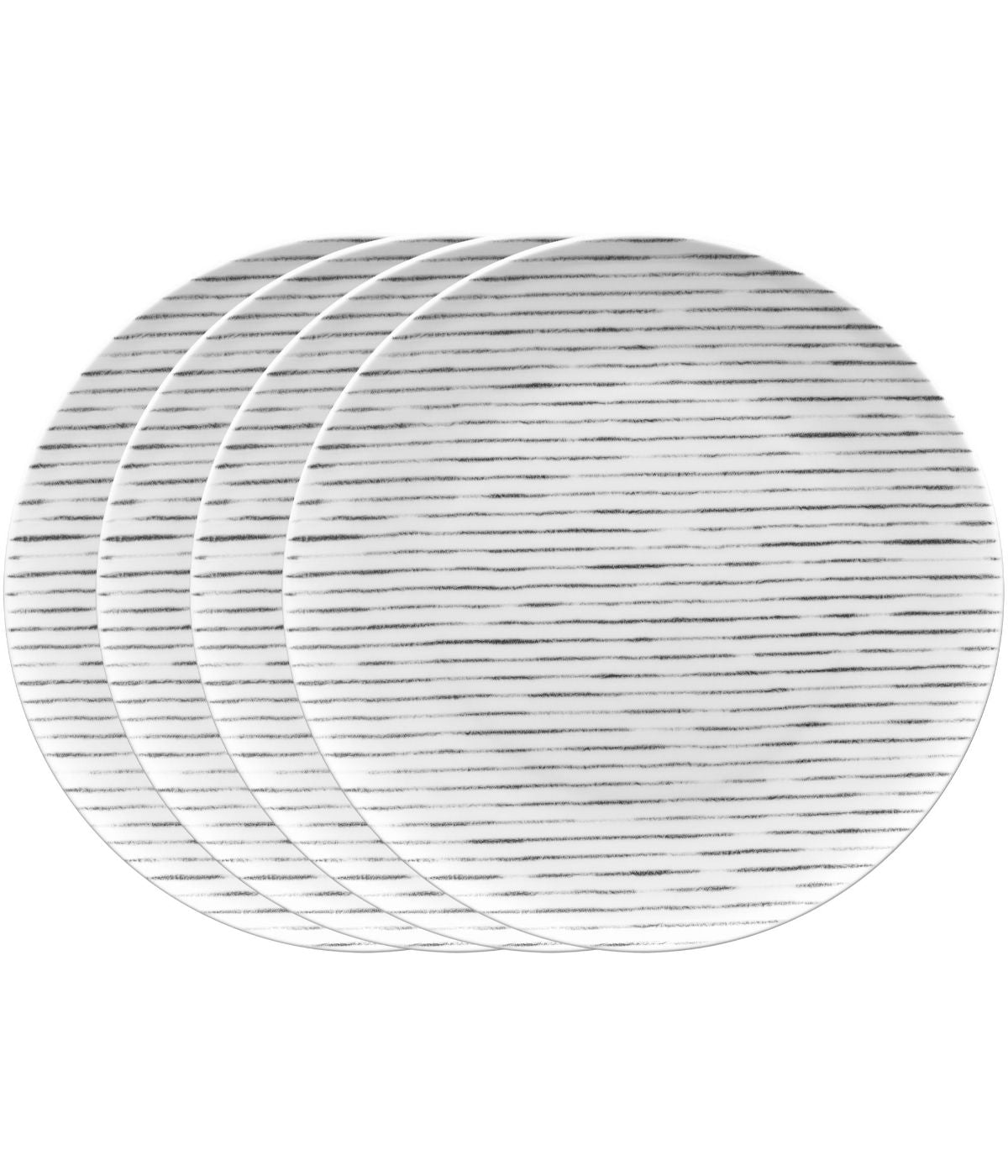  Noritake Hammock Set of 4 Coupe Dinner Plates - Stripes - Grey - Bonton