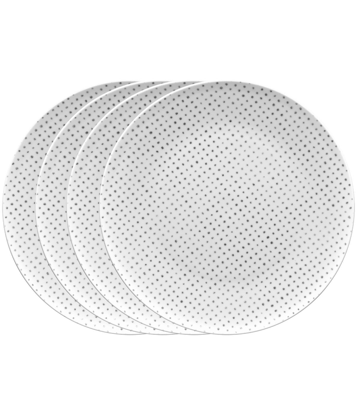  Noritake Hammock Set of 4 Coupe Dinner Plates - Dots - Grey - Bonton