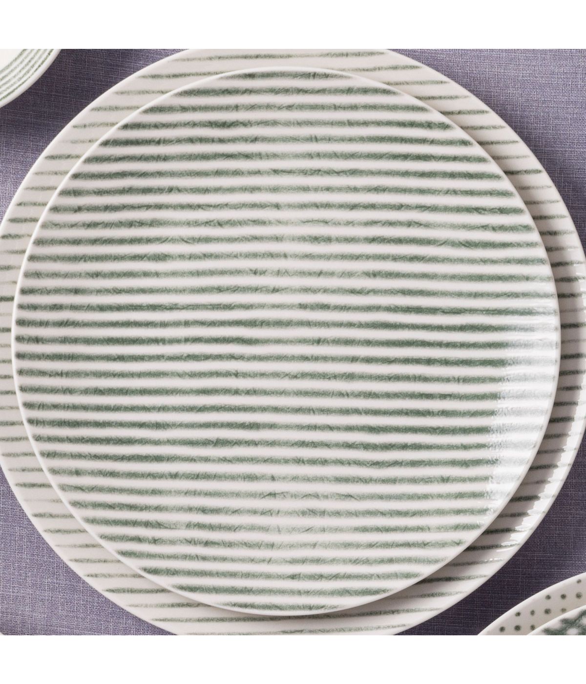  Noritake Hammock Set of 4 Coupe Salad Plates - Stripes - Green - Bonton