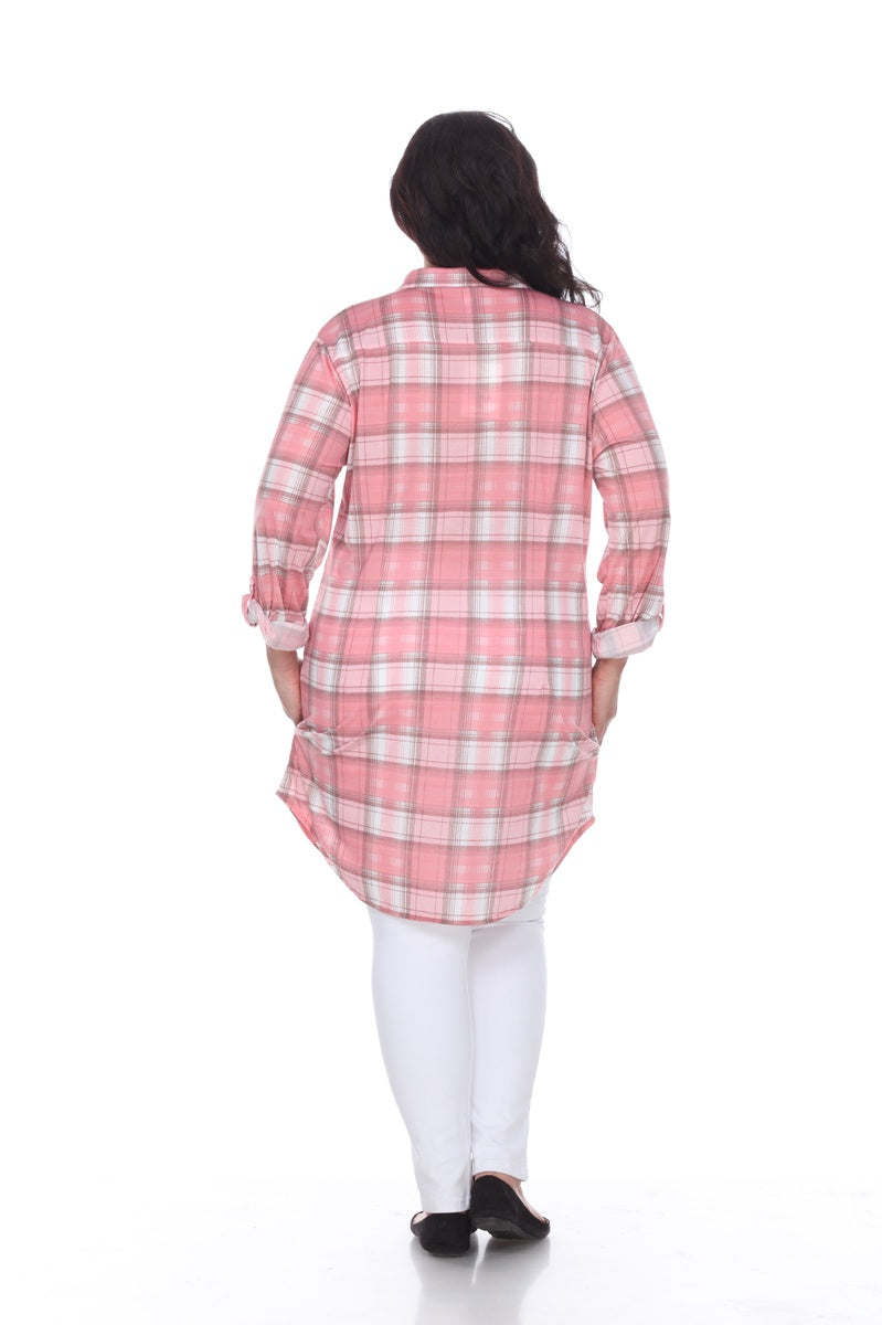  White Mark Plus Piper Stretchy Plaid Tunic - 2X - Bonton