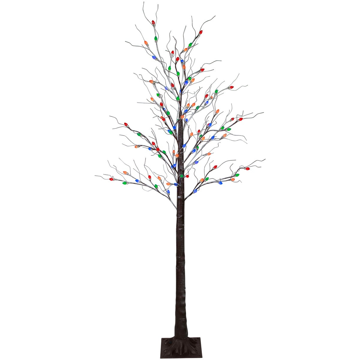  Northlight 6' Brown LED Lighted Frosted Christmas Twig Tree - Multi-Color Lights - Default Title - Bonton