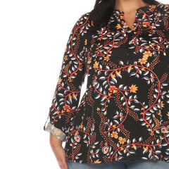 Plus Size Paisley Button Front Tunic Top