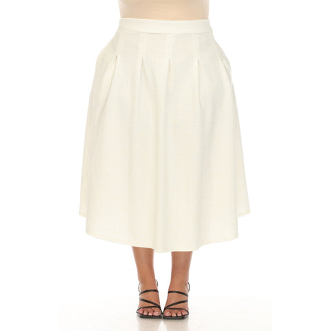 Plus Size Flared Tweed Skirt