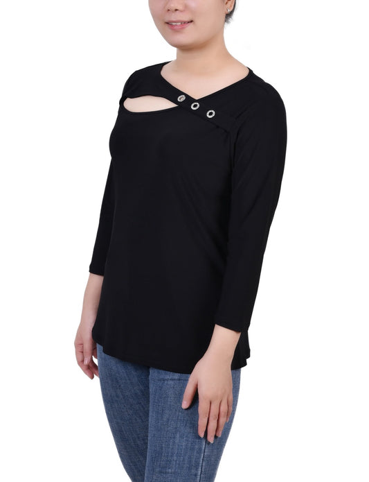 3/4 Sleeve Cutout Top