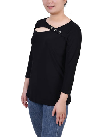 3/4 Sleeve Cutout Top