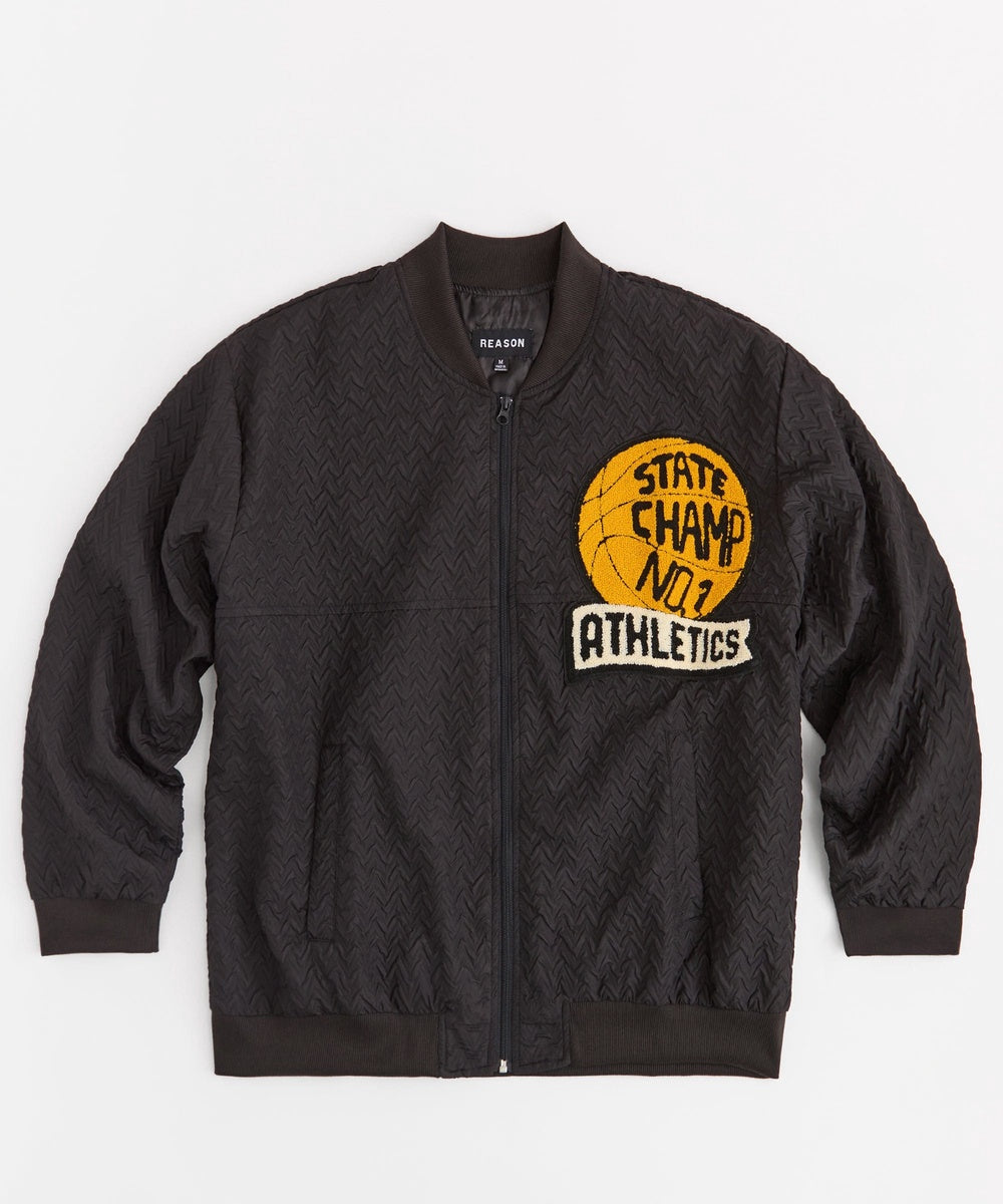  Reason Clothing Coaches State Champ Chenille Patched Jacket - Black - BLACK - Bonton