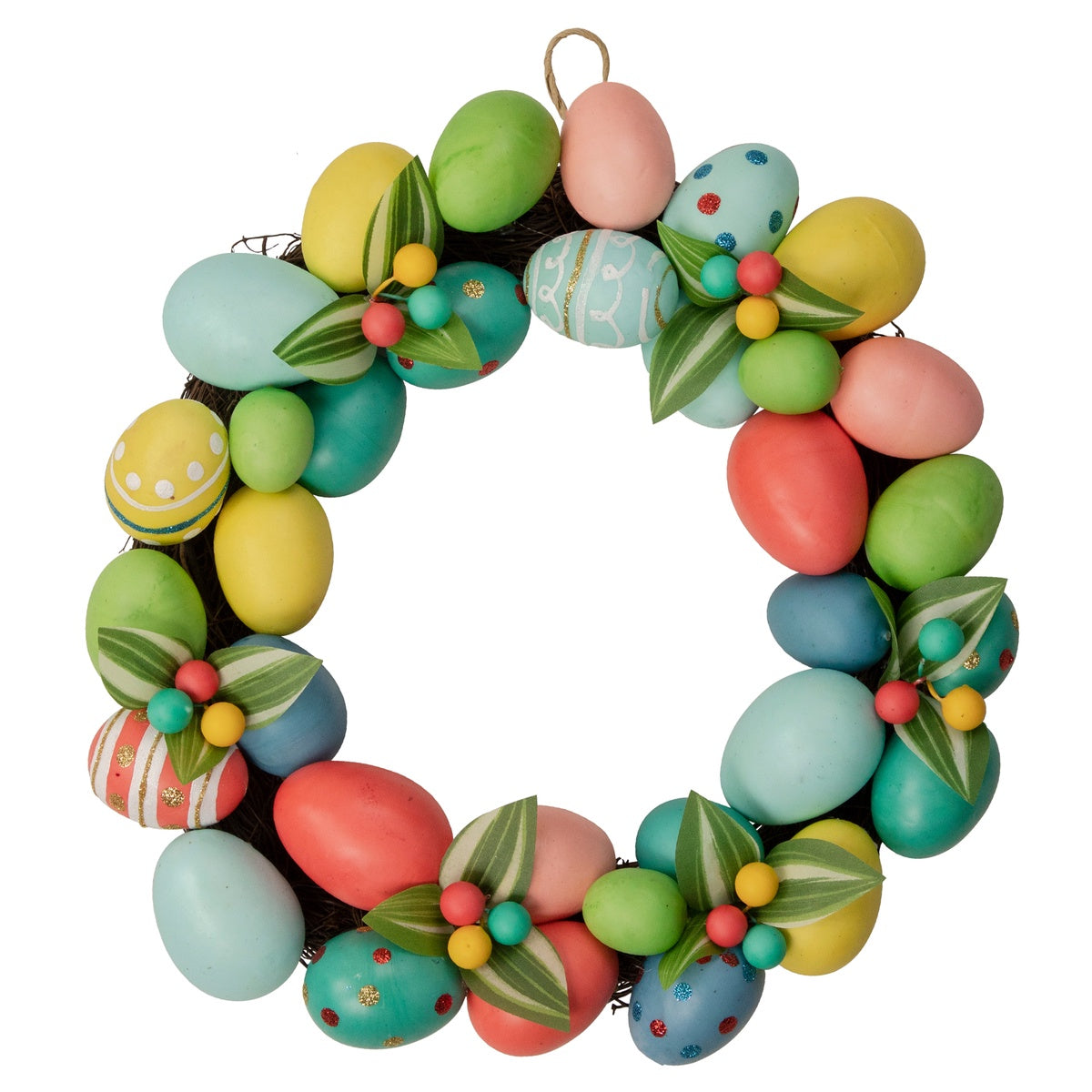  Northlight Decorated Easter Egg Twig Wreath - 14