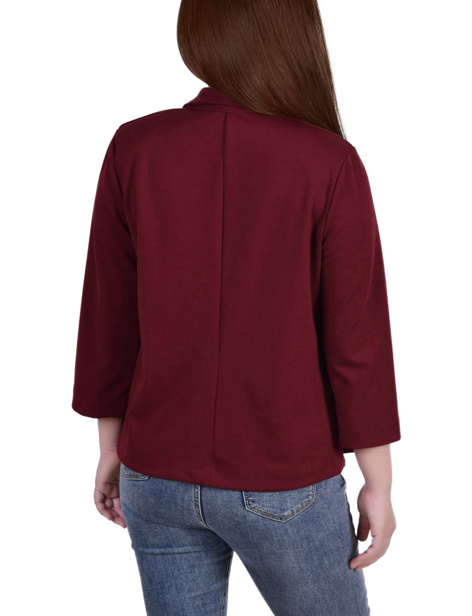  NY Collection Long Sleeve Ponte Jacket - Plum Caspia - Bonton
