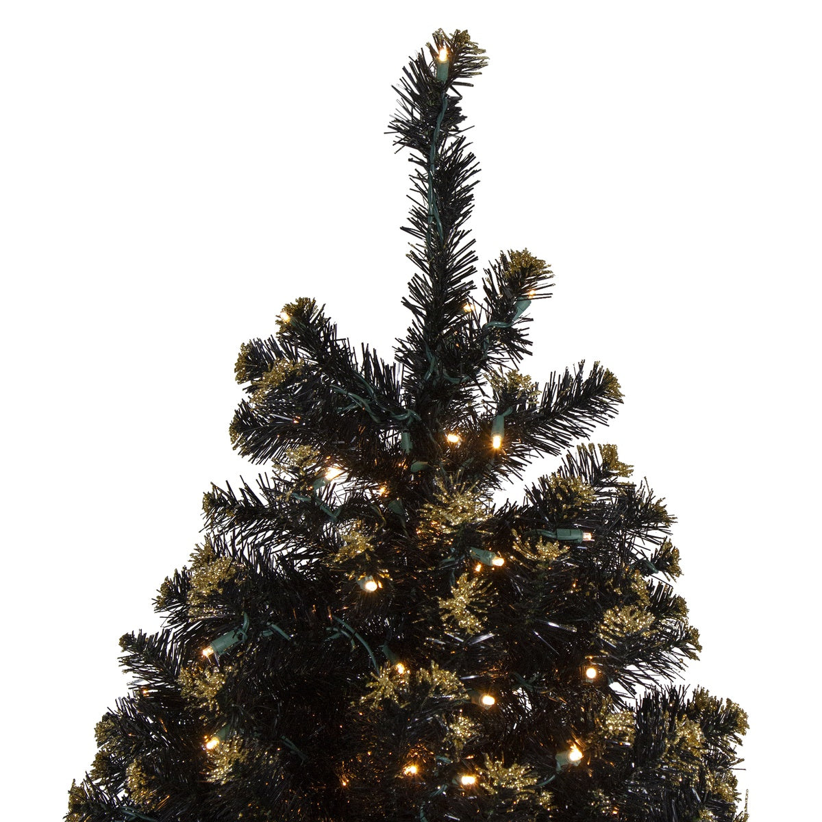  Northlight Pre-Lit LED Black Crystal Pine With Gold Glitter Artificial Christmas Tree - 7.5 Ft Clear Lights - Default Title - Bonton