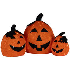 LED Lighted Jack O' Lantern Outdoor Halloween Decorations - Warm White - Set of 3