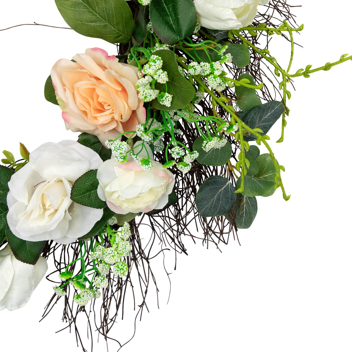  Northlight Rose and Foliage Artificial Spring Wreath - 24-Inch  Unlit - Default Title - Bonton