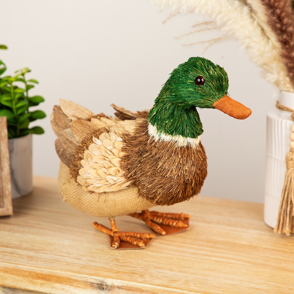  Northlight Standing Woodland Burlap Duck Spring Figure - 11.5