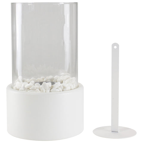Bio Ethanol Round Portable Fireplace With Base - 10.5" - White