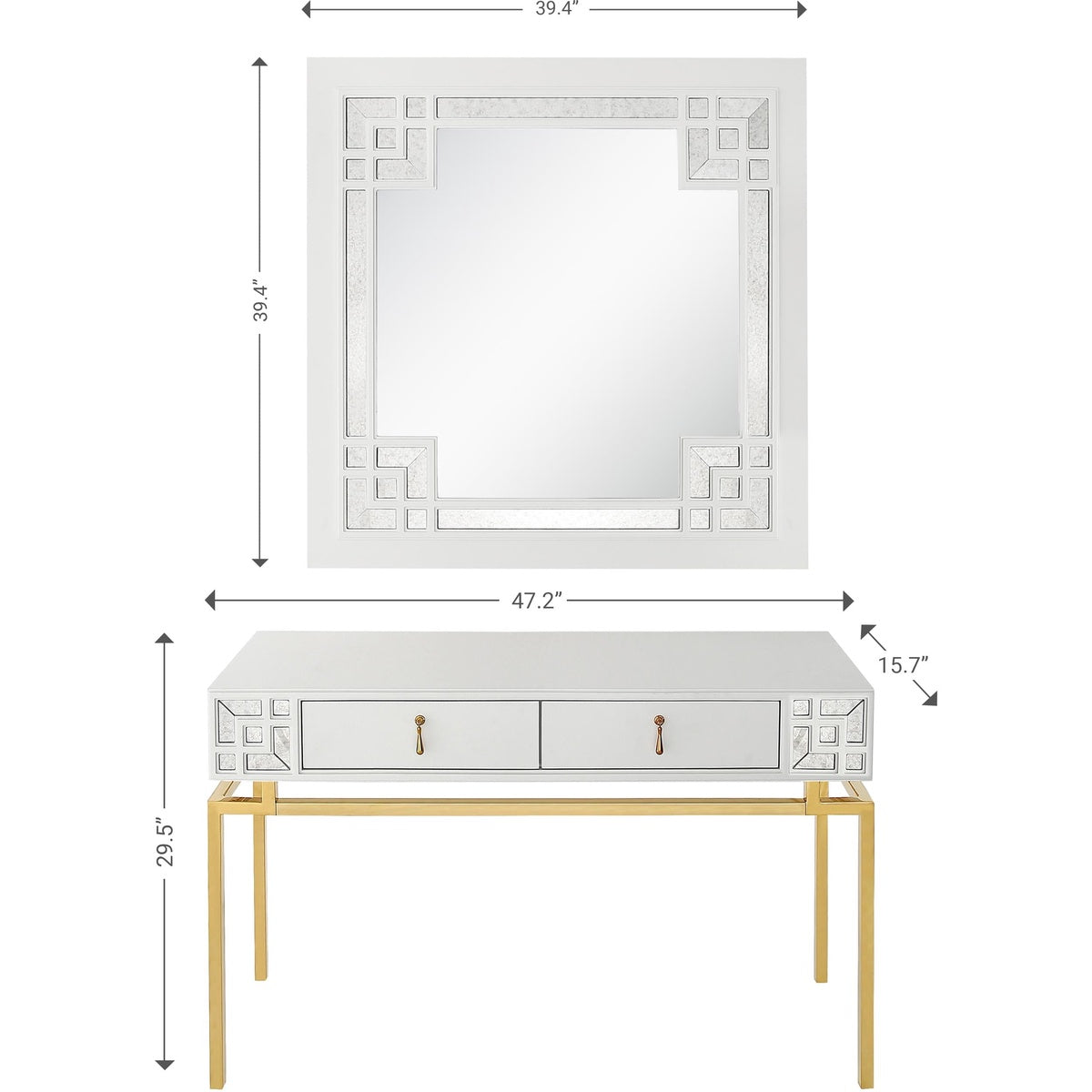  Dynasty Wall Mirror and Console Table - Mirror - Bonton