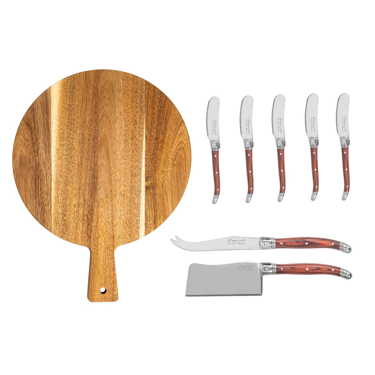  French Home Laguiole Cheese Knives and Spreaders With Pakkawood Handles and Serving Board - Default Title - Bonton